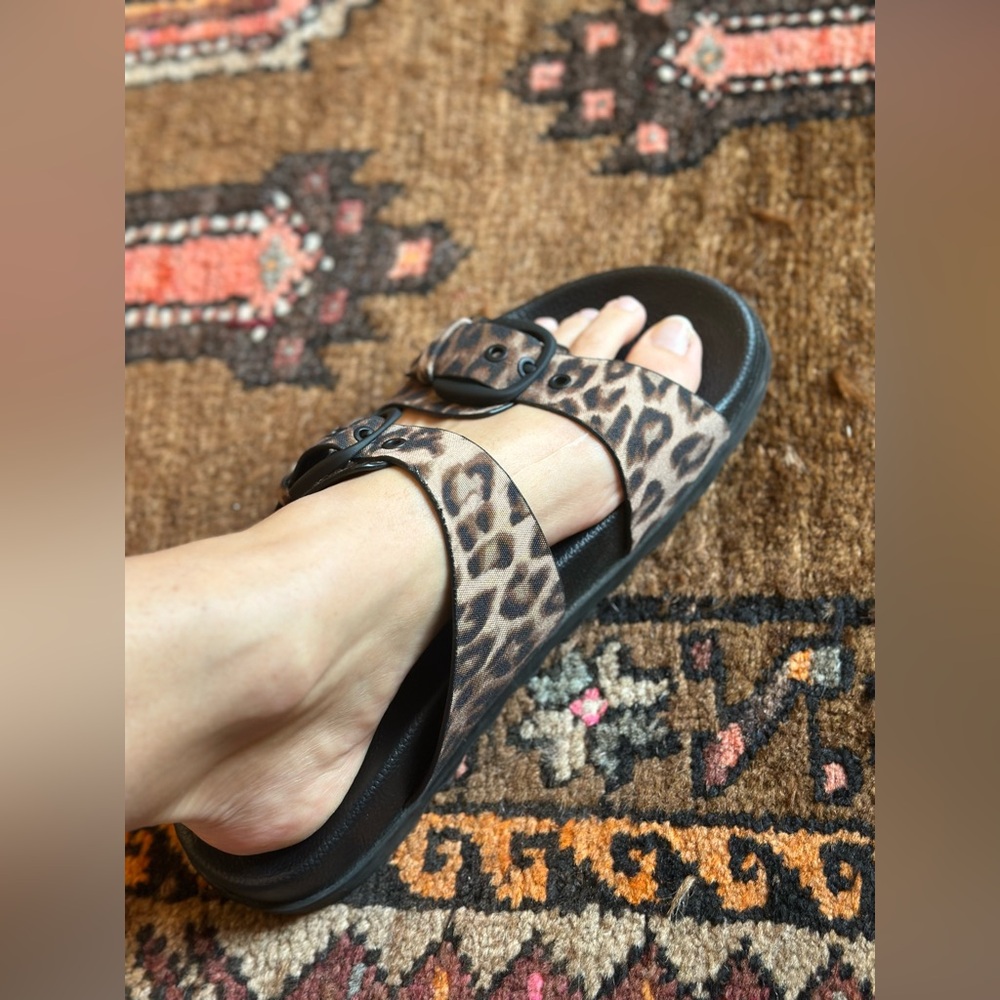 Zara Black and Brown Slide Sandals with Double Straps - Picture 9 of 10